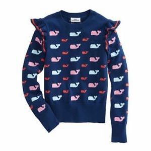 Vineyard Vines Girls Whale Ruffle Sweater